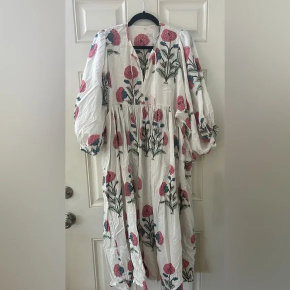 Handmade Cotton Gauze Floral Dress – Size Medium - Picture 3 of 3